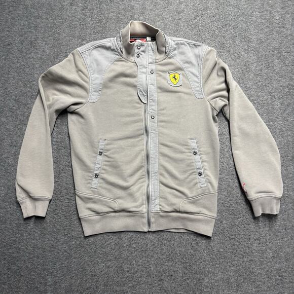 PUMA Scuderia Ferrari Racing Bomber Jacket Mens Small Gray Full Zip Formula 1 F1 - Picture 1 of 10